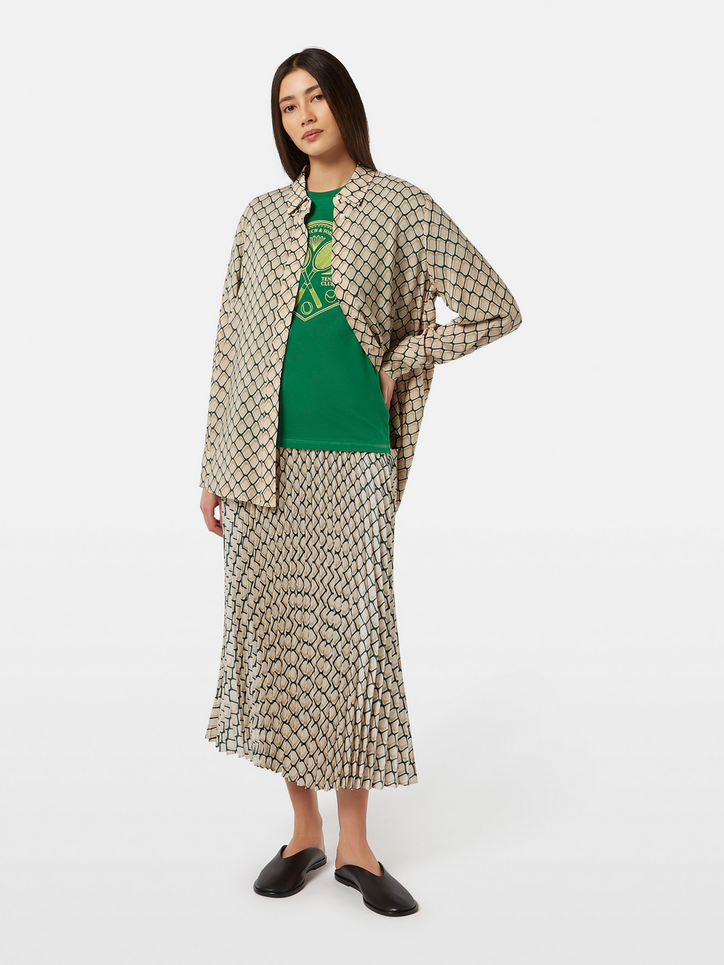 Printed Pleated Skirt