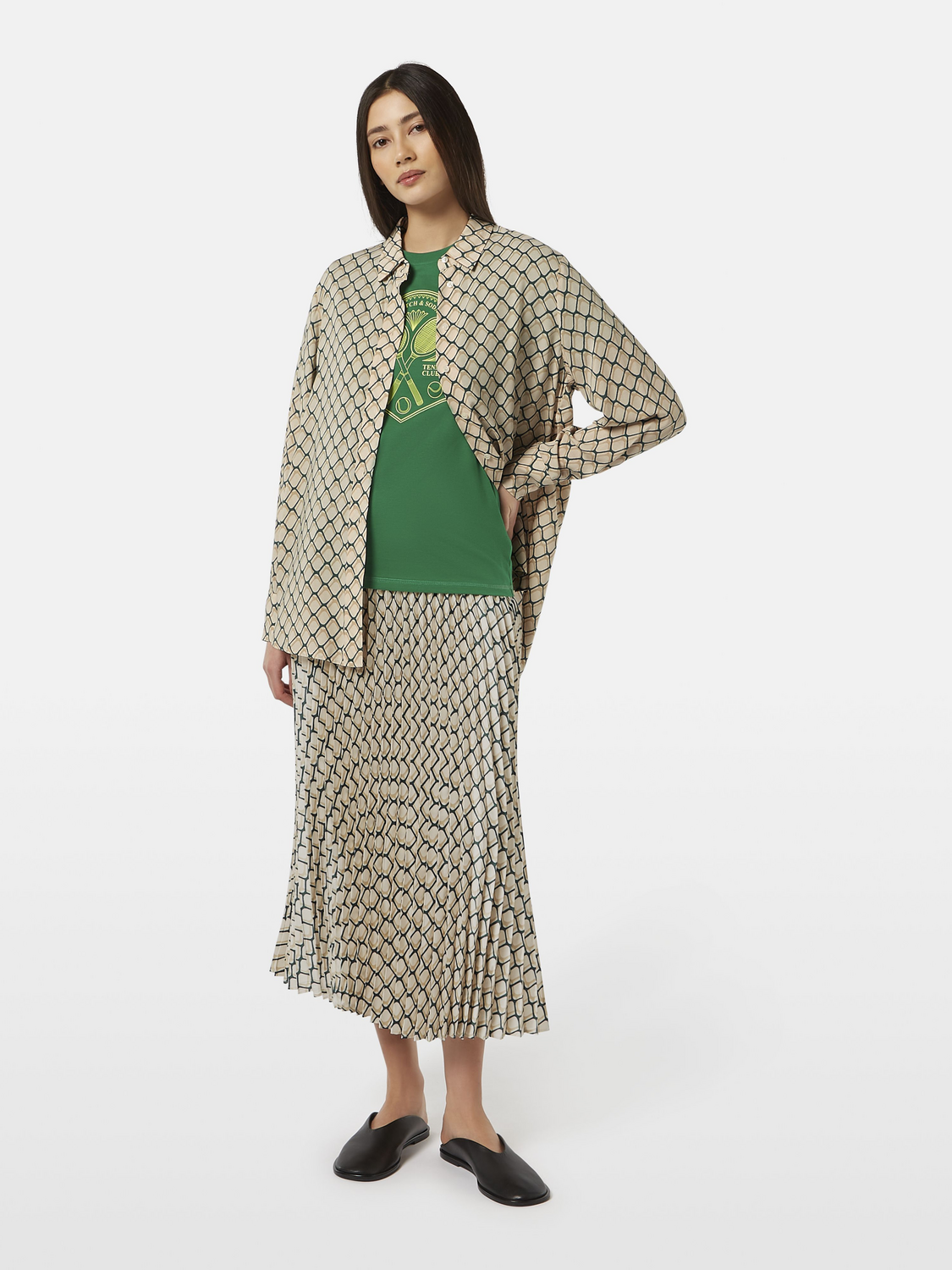 Printed Pleated Skirt