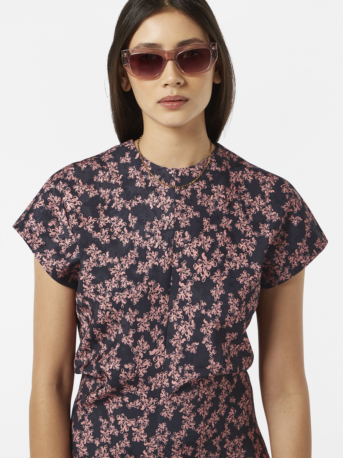 Jacquard Midi Satin Dress