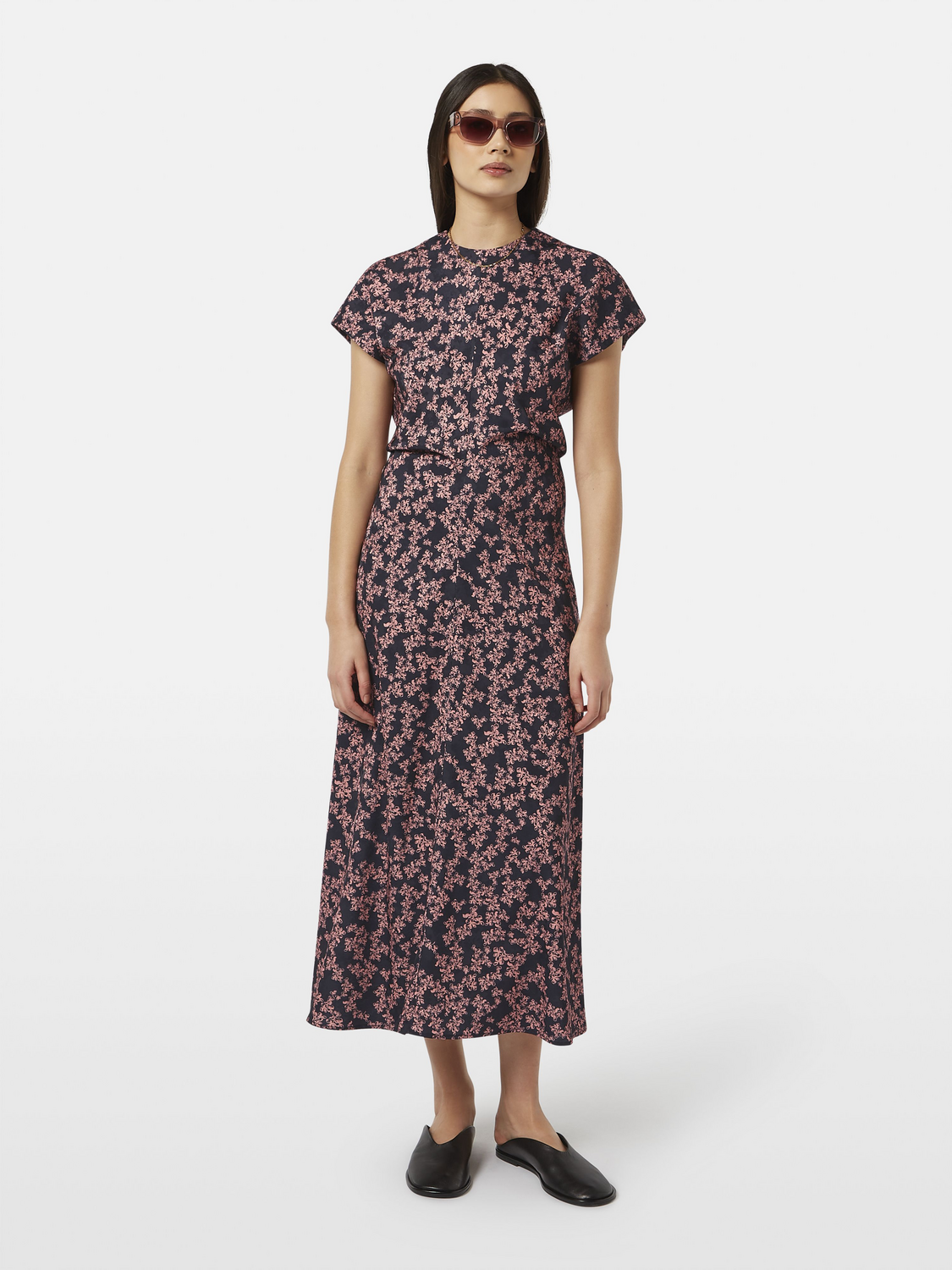 Jacquard Midi Satin Dress