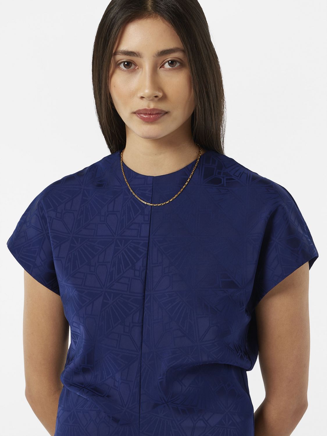 Jacquard Midi Satin Dress