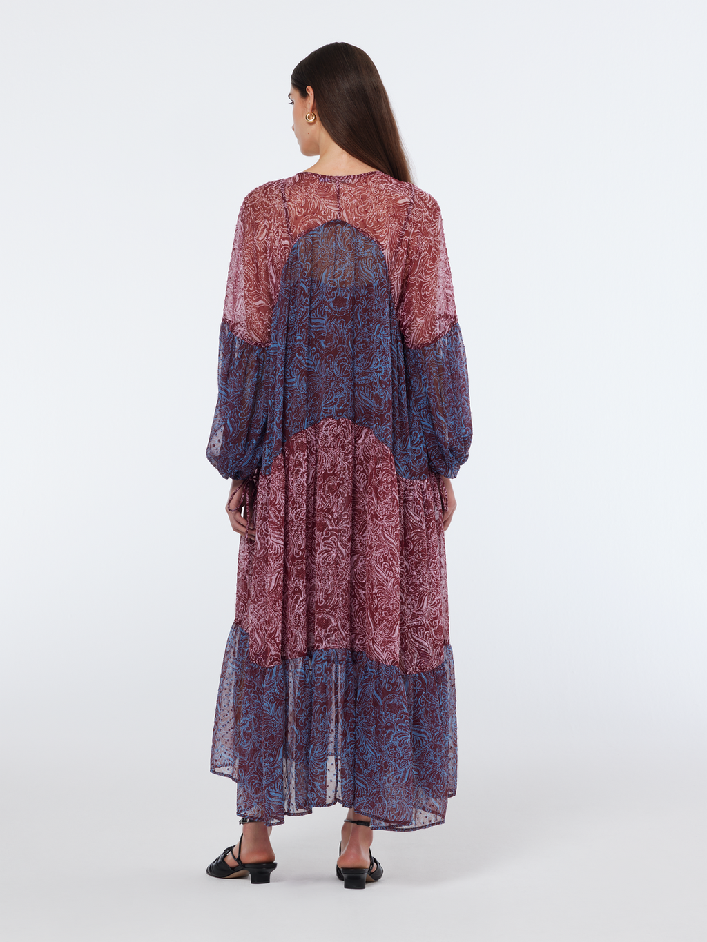 Paisley Printed Fil Coupe Maxi Dress