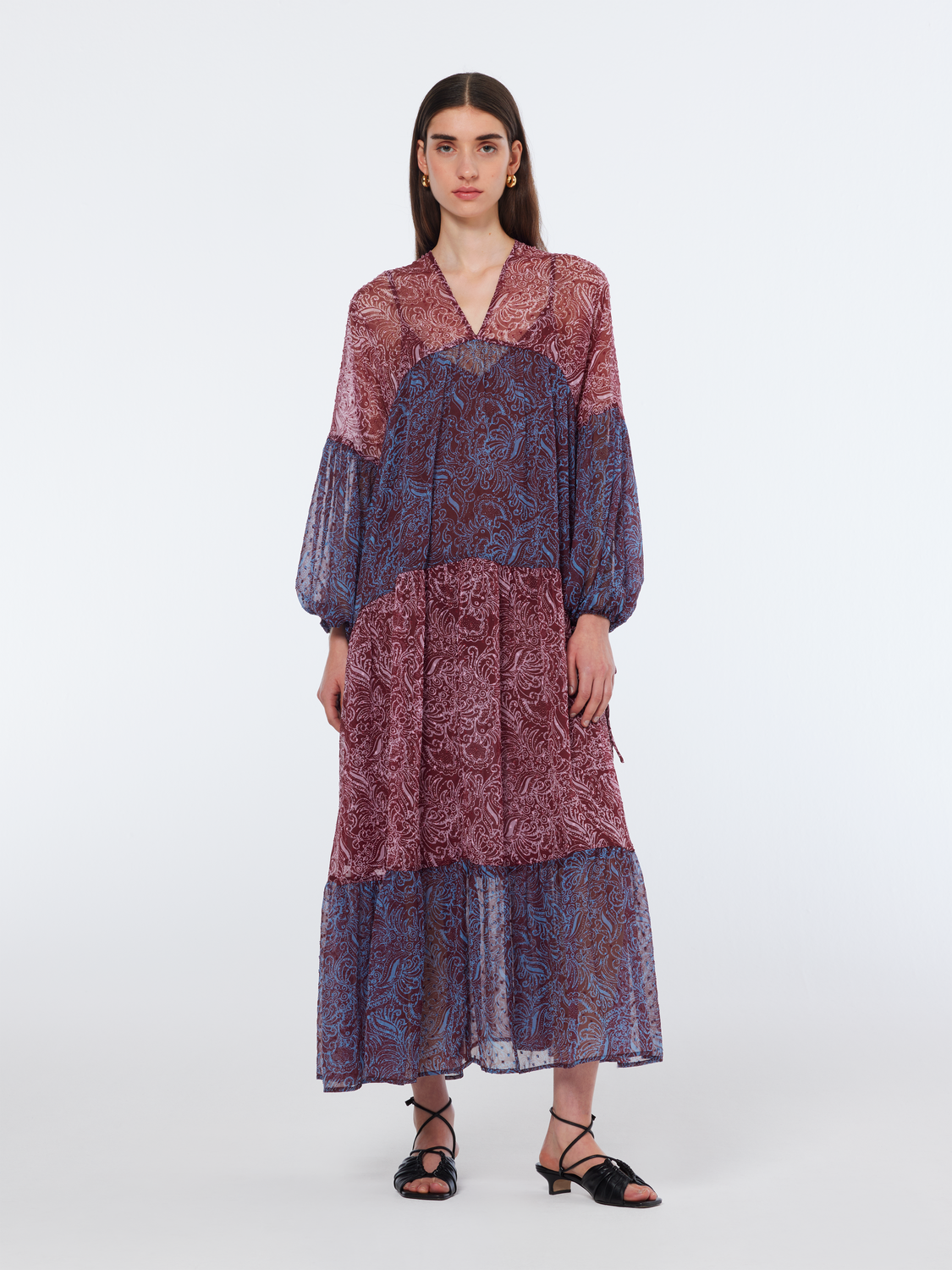 Paisley Printed Fil Coupe Maxi Dress