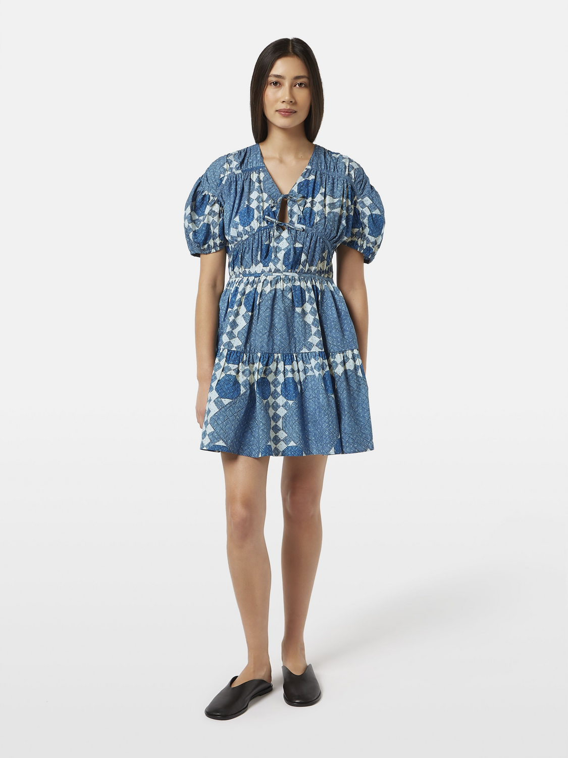 Quilted Gathered Mini Dress