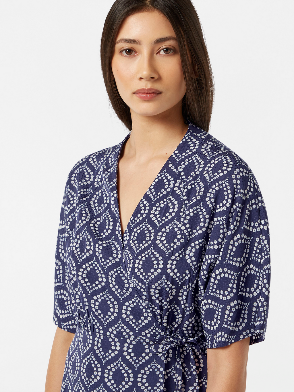 Jacquard Midi Wrap Dress