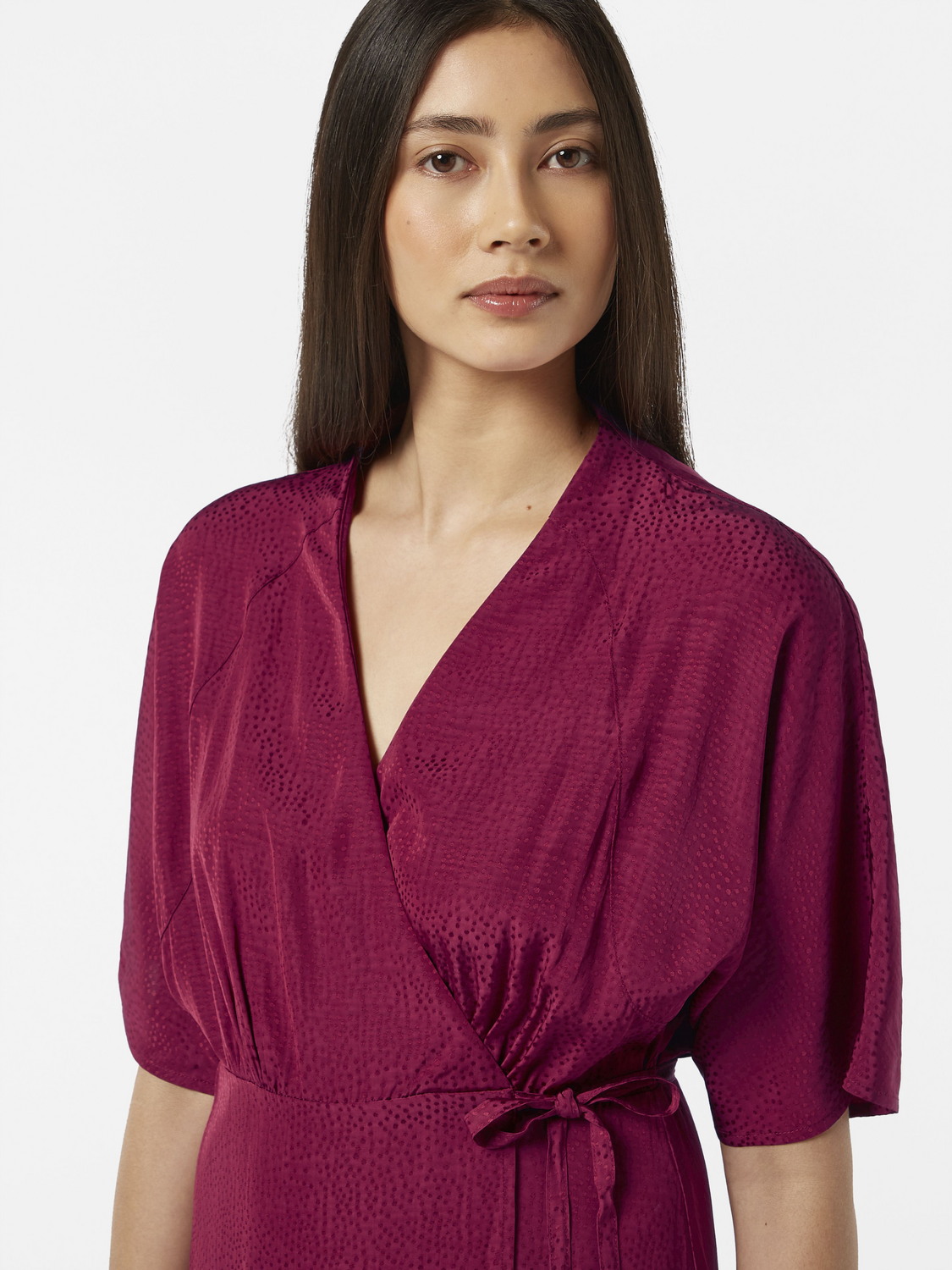 Jacquard Midi Wrap Dress