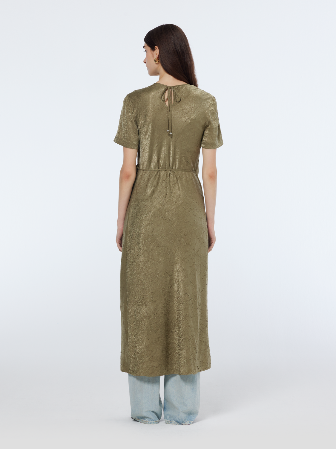 Midi Crushed Satin Wrap Dress