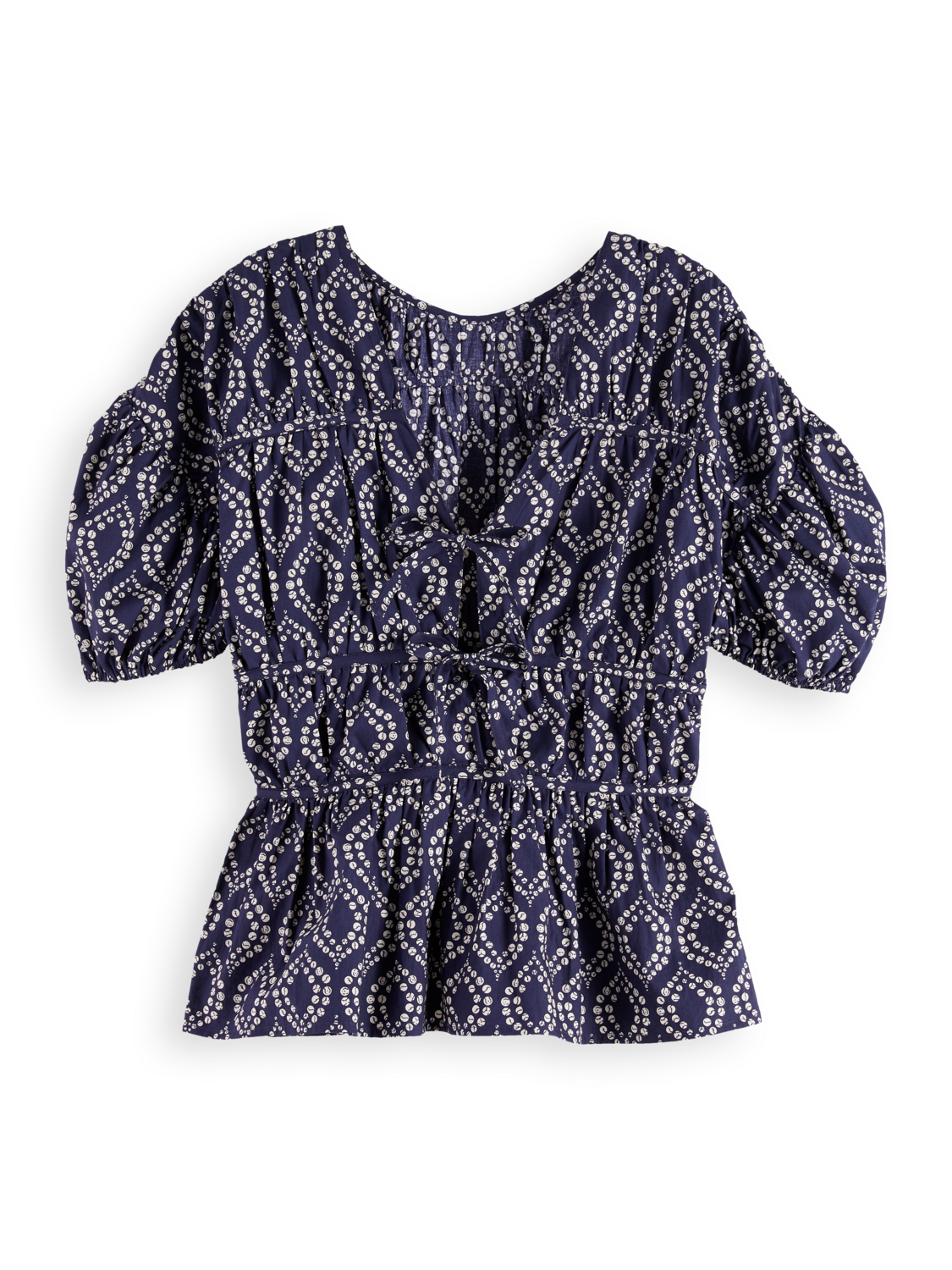 Geometric Gathered Cotton Top