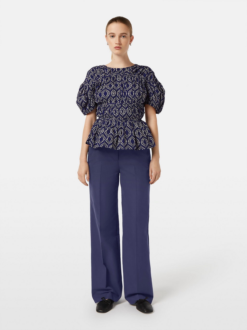 Geometric Gathered Cotton Top