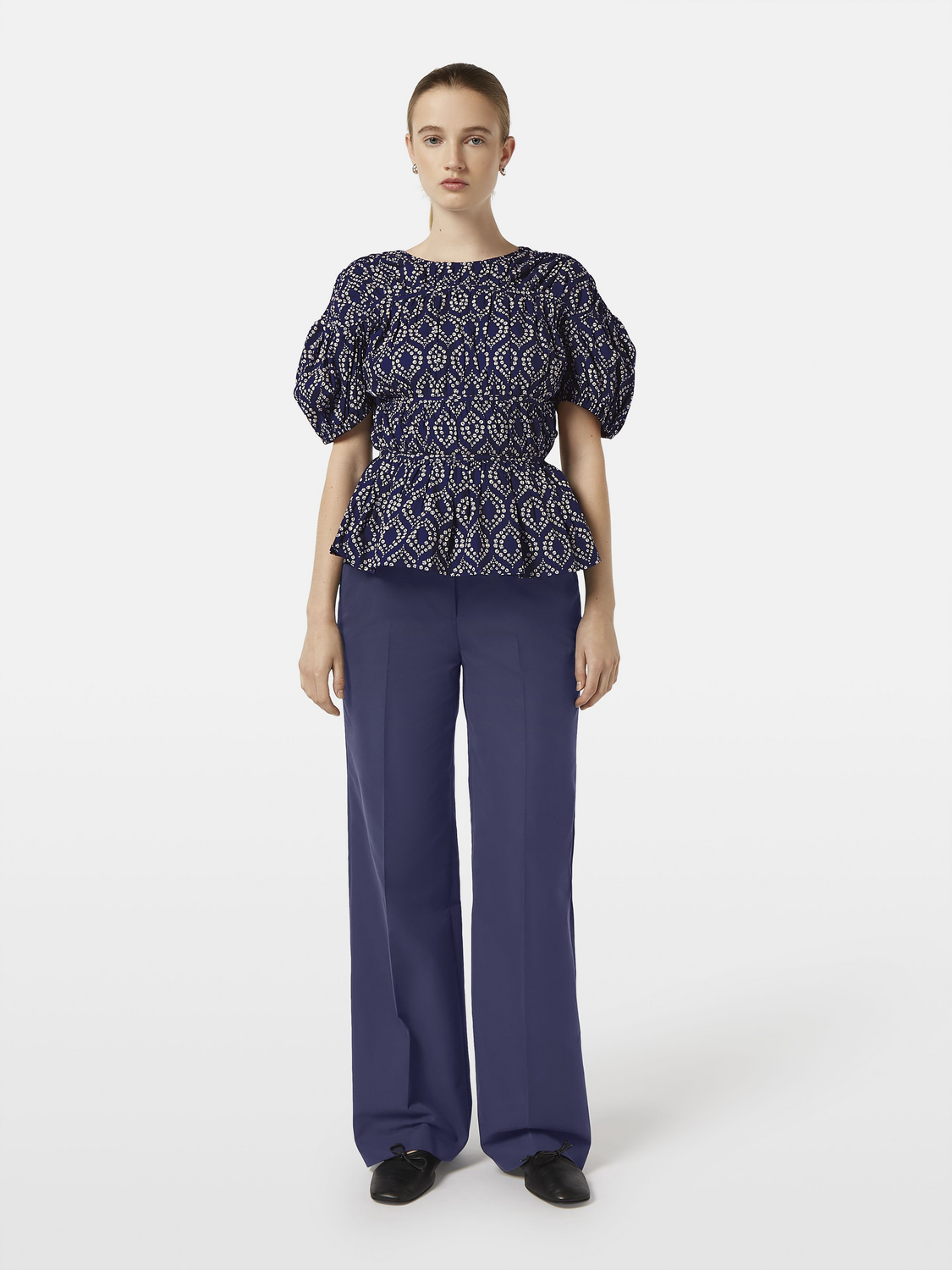 Geometric Gathered Cotton Top