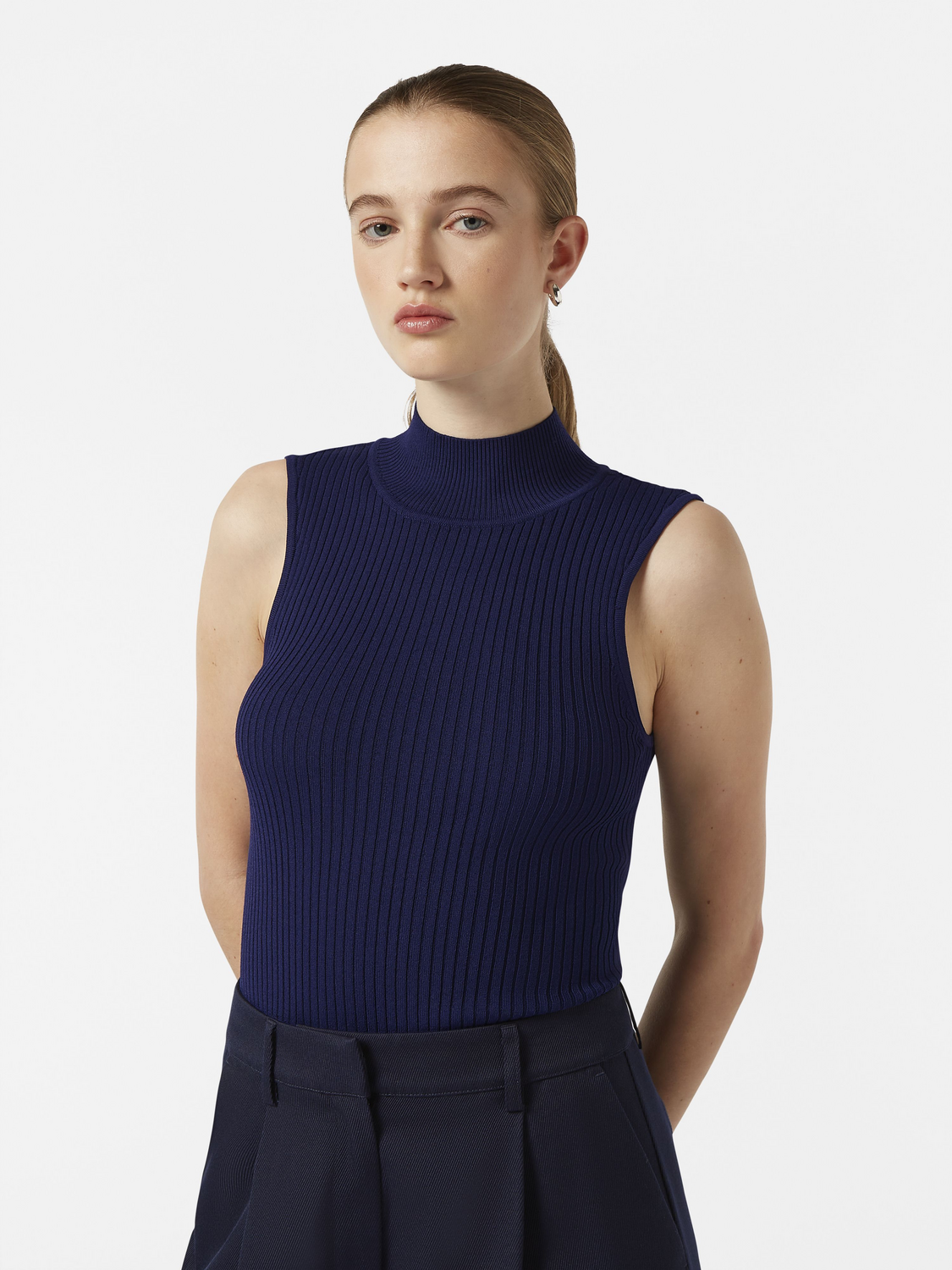 Ribbed Knit Turtleneck Tank