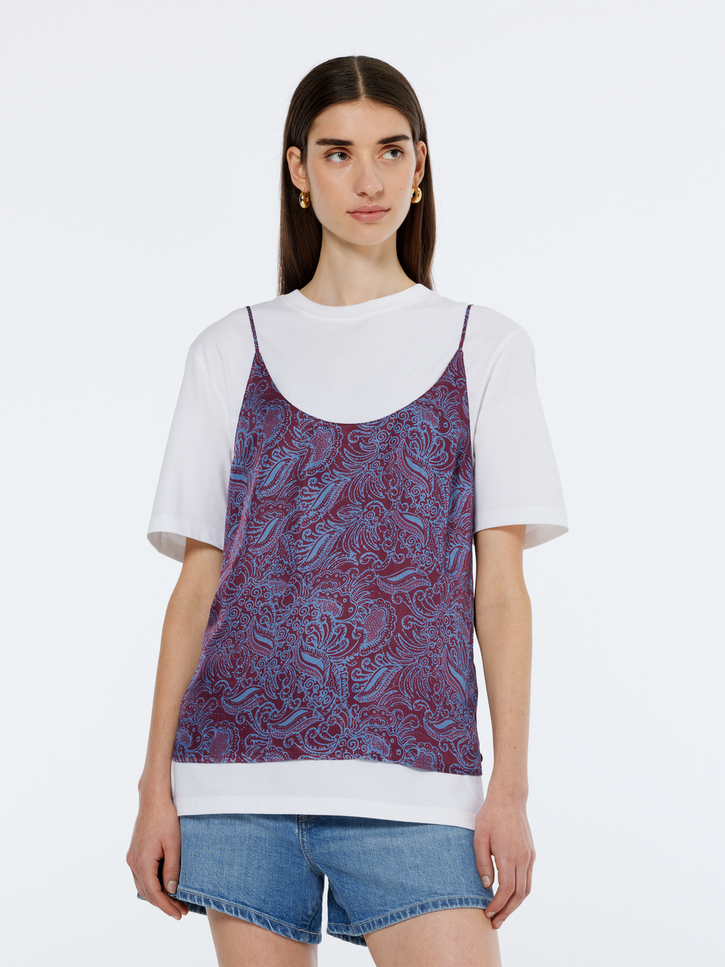 Paisley Jersey Woven Tank Top