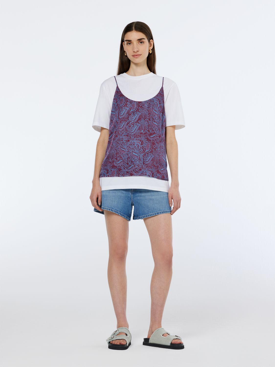 Paisley Jersey Woven Tank Top
