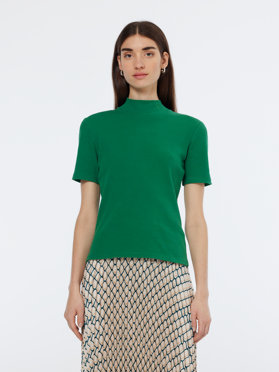 Mock Neck Rib T-Shirt