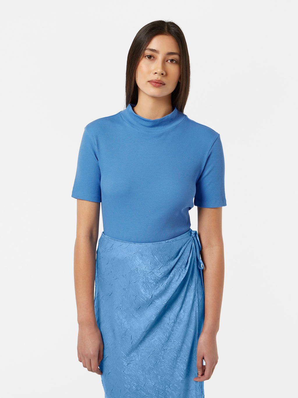 Mock Neck Rib T-Shirt