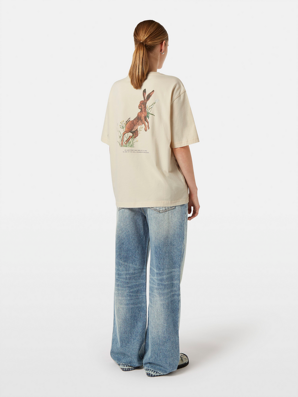 Blue Mountain Lake Washed Artwork Loose Fit T-Shirt