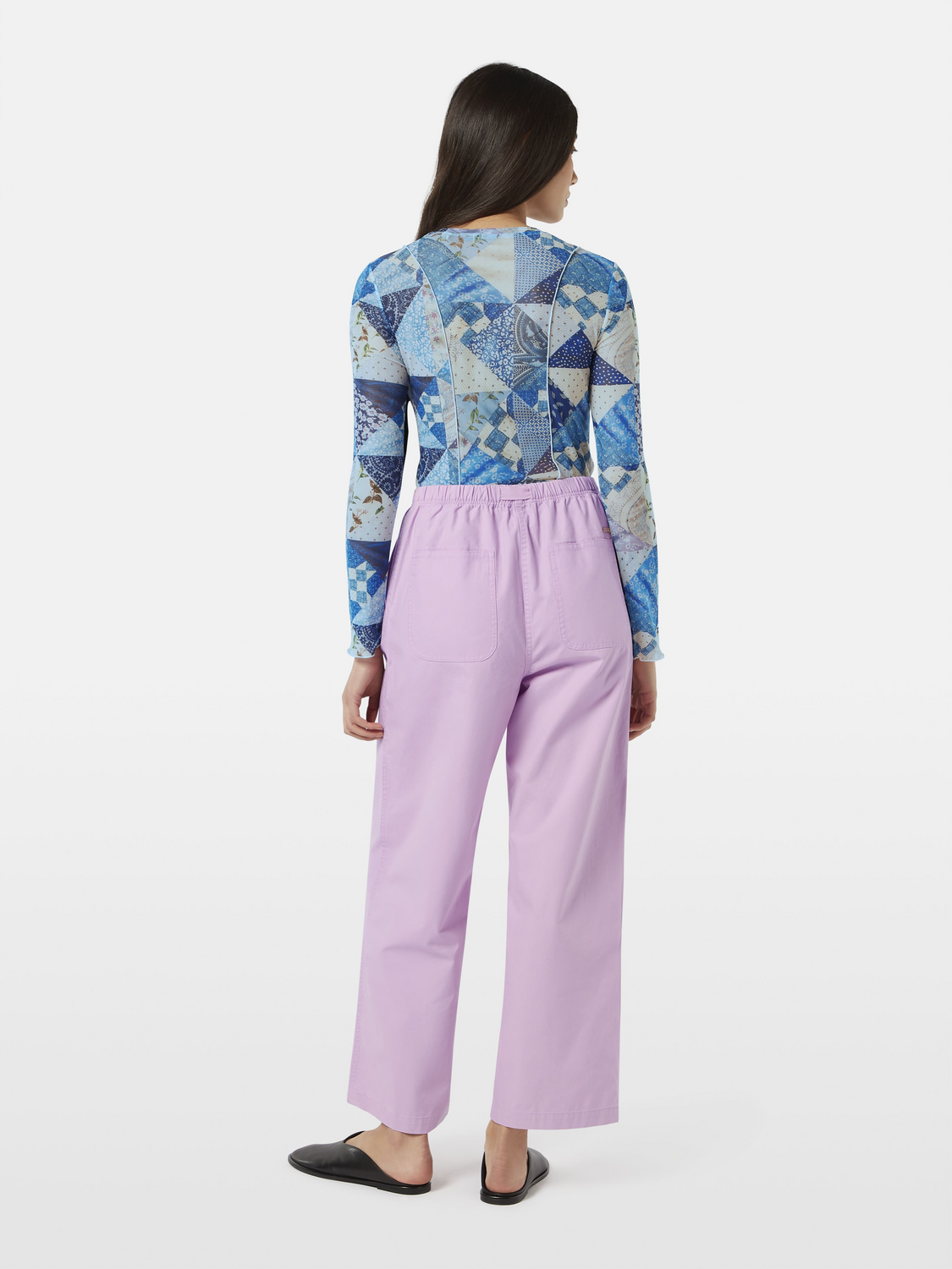 Quilted Print Mesh Long Sleeve Shirt