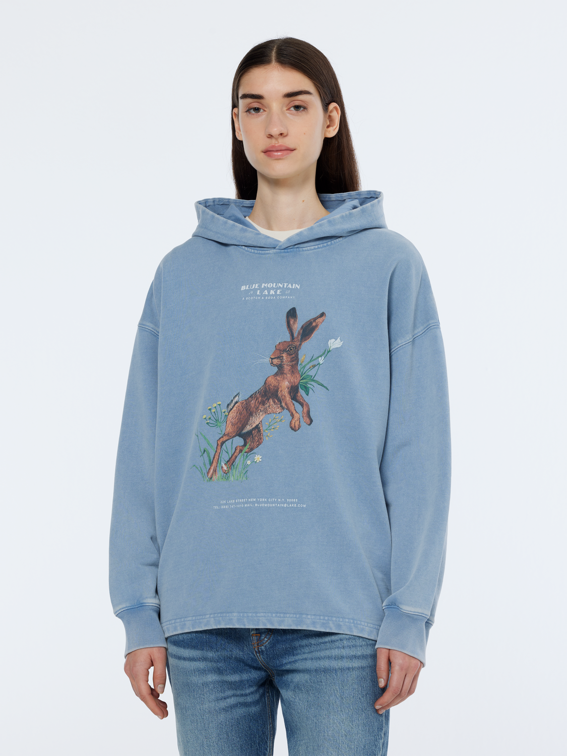 Bunny Washed Artwork Oversized Hoodie