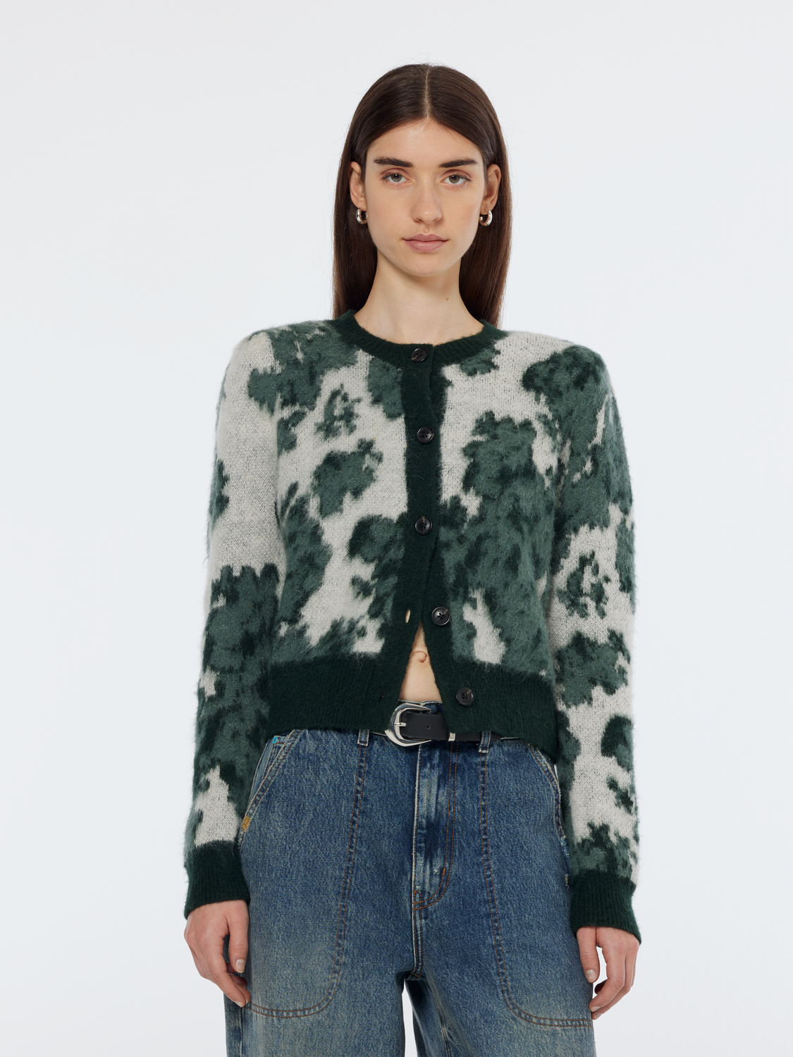 限定値下げ！Logo Jacquard Velor Rib Cardigan Fuzzy Zebra Print Cardigan | Windsor