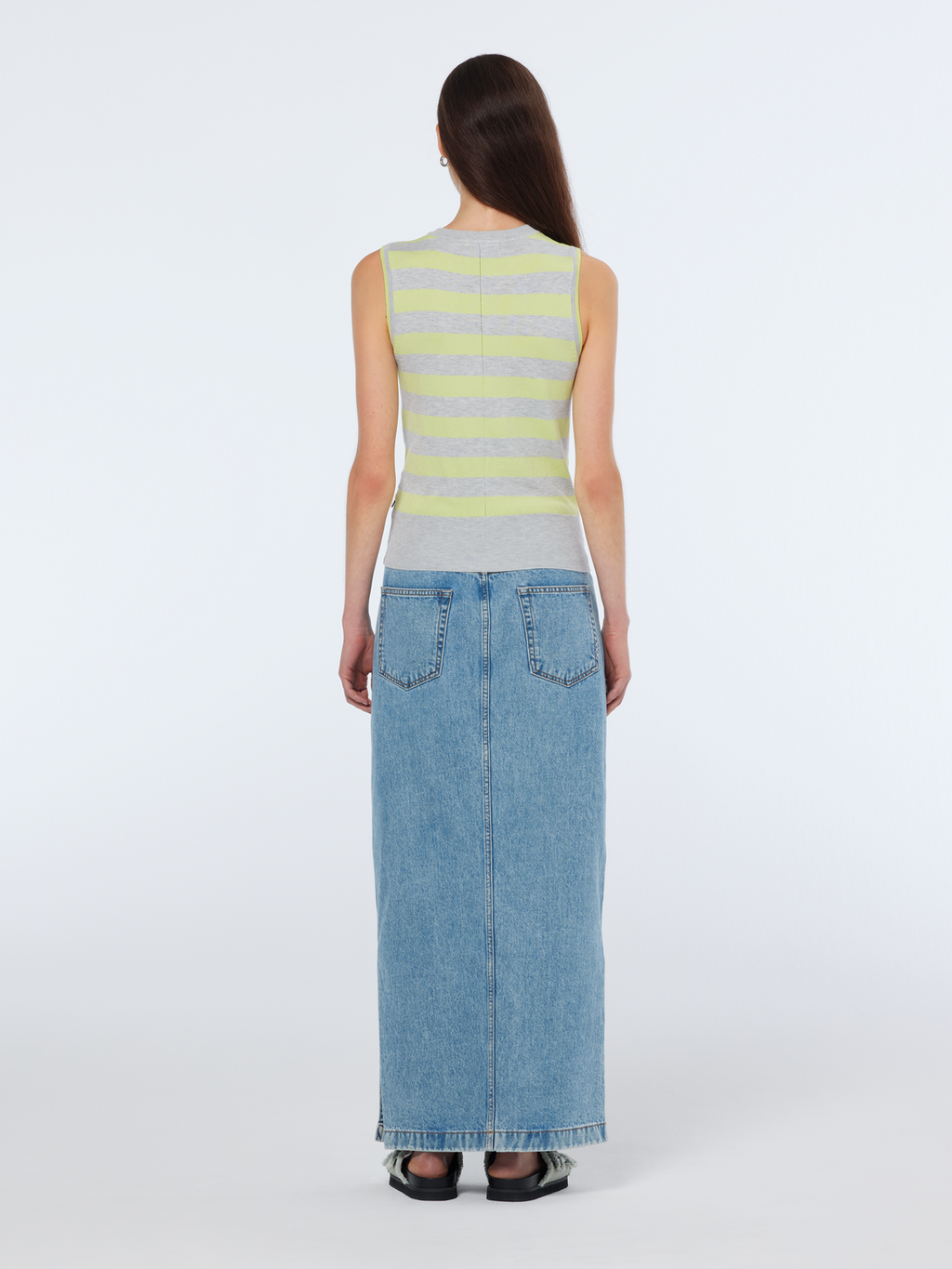 Stripe Crew Neck Relaxed Knit Vest