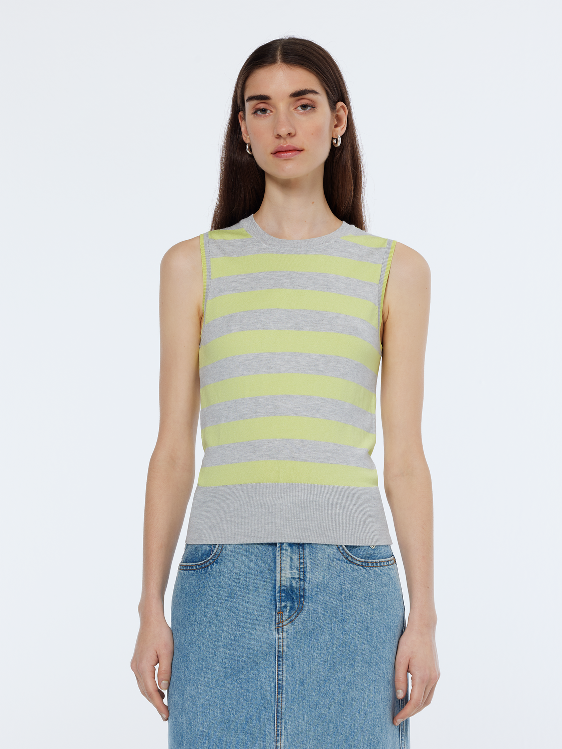 Stripe Crew Neck Relaxed Knit Vest