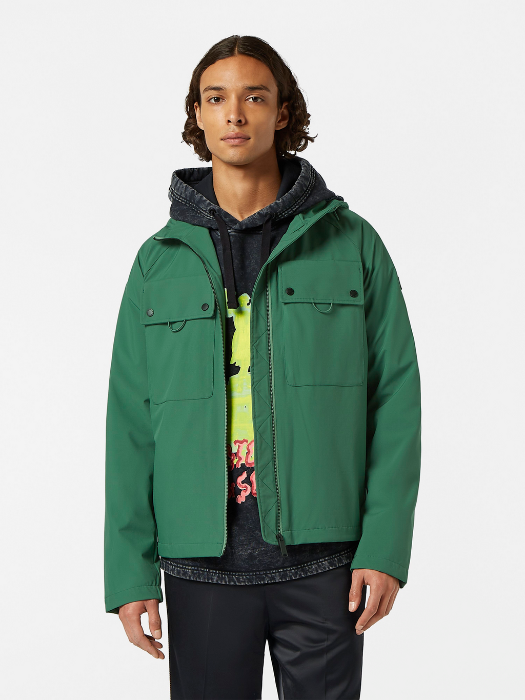 Utility Hooded Softshell Zip Up Jacket