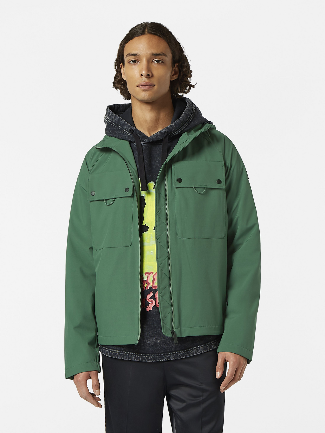 Utility Hooded Softshell Zip Up Jacket