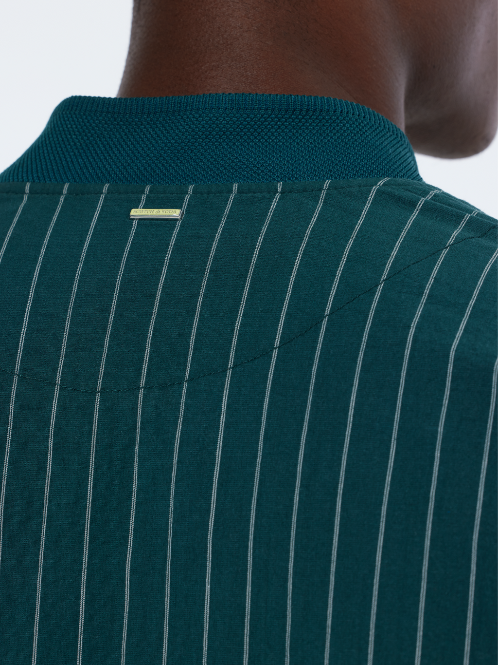 Pinstriped Cotton-Blend Button Up Jacket