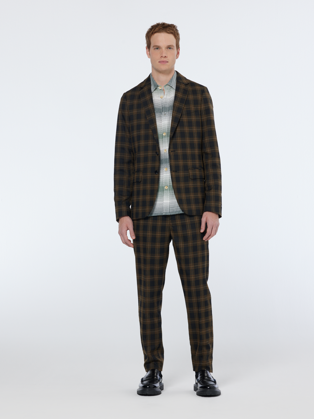 Single-Breasted Yarn-Dyed Check Regular Fit Blazer