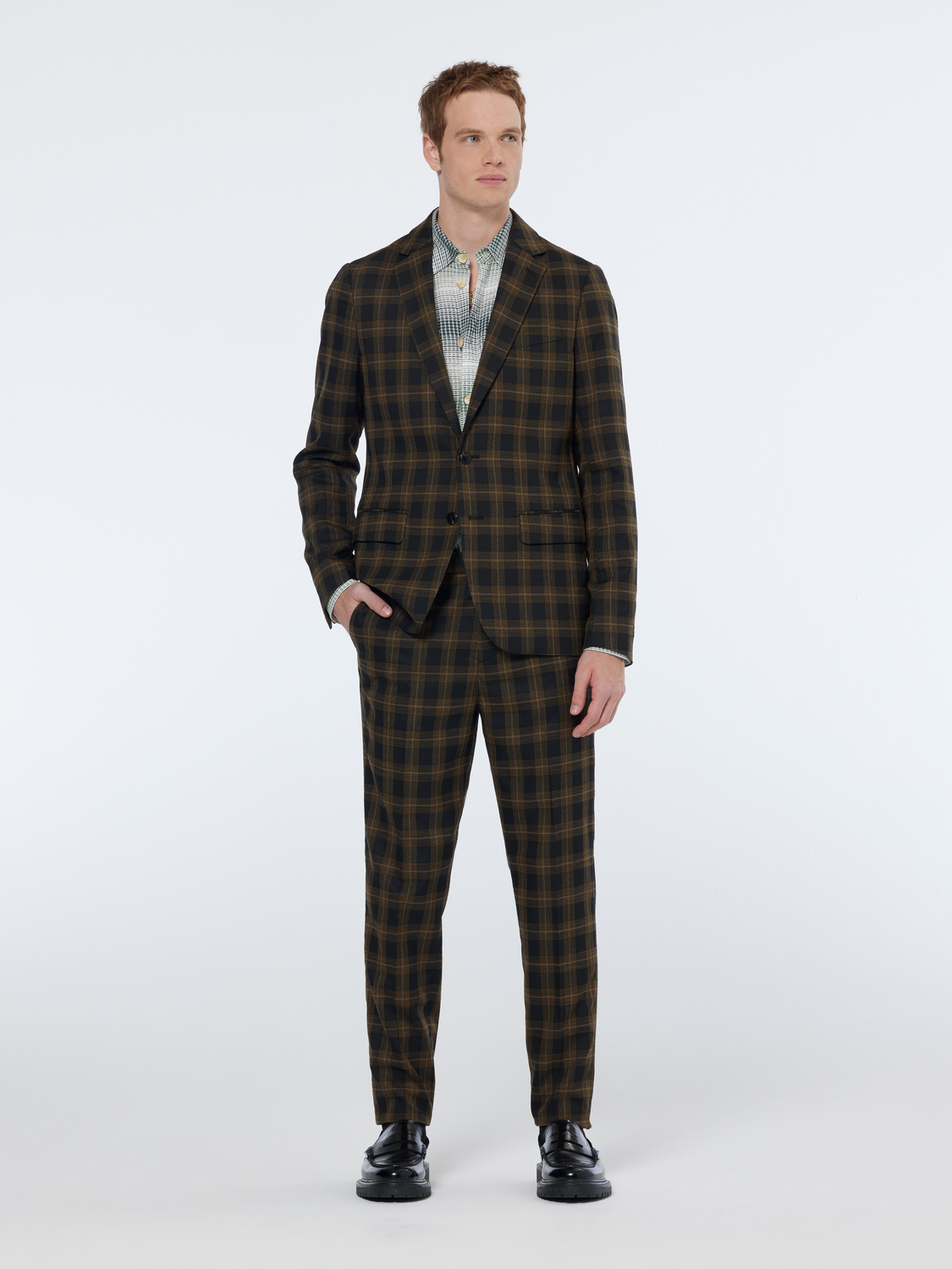 Single-Breasted Yarn-Dyed Check Regular Fit Blazer