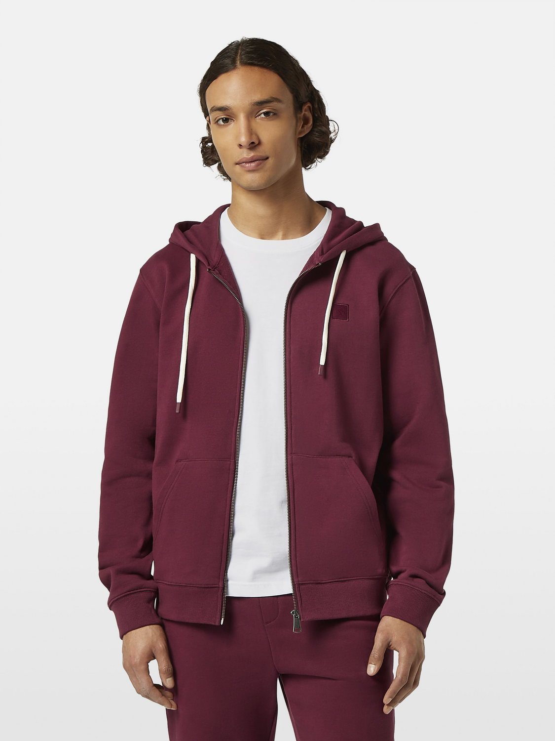 & Logo Badge Zip Up Hoodie