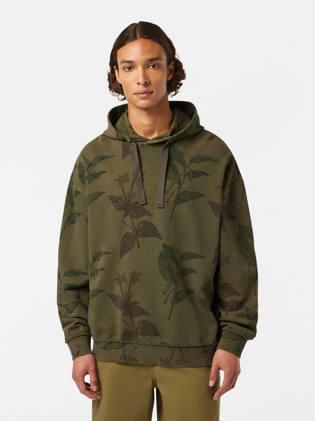 Leaf Print Loose Fit Hoodie