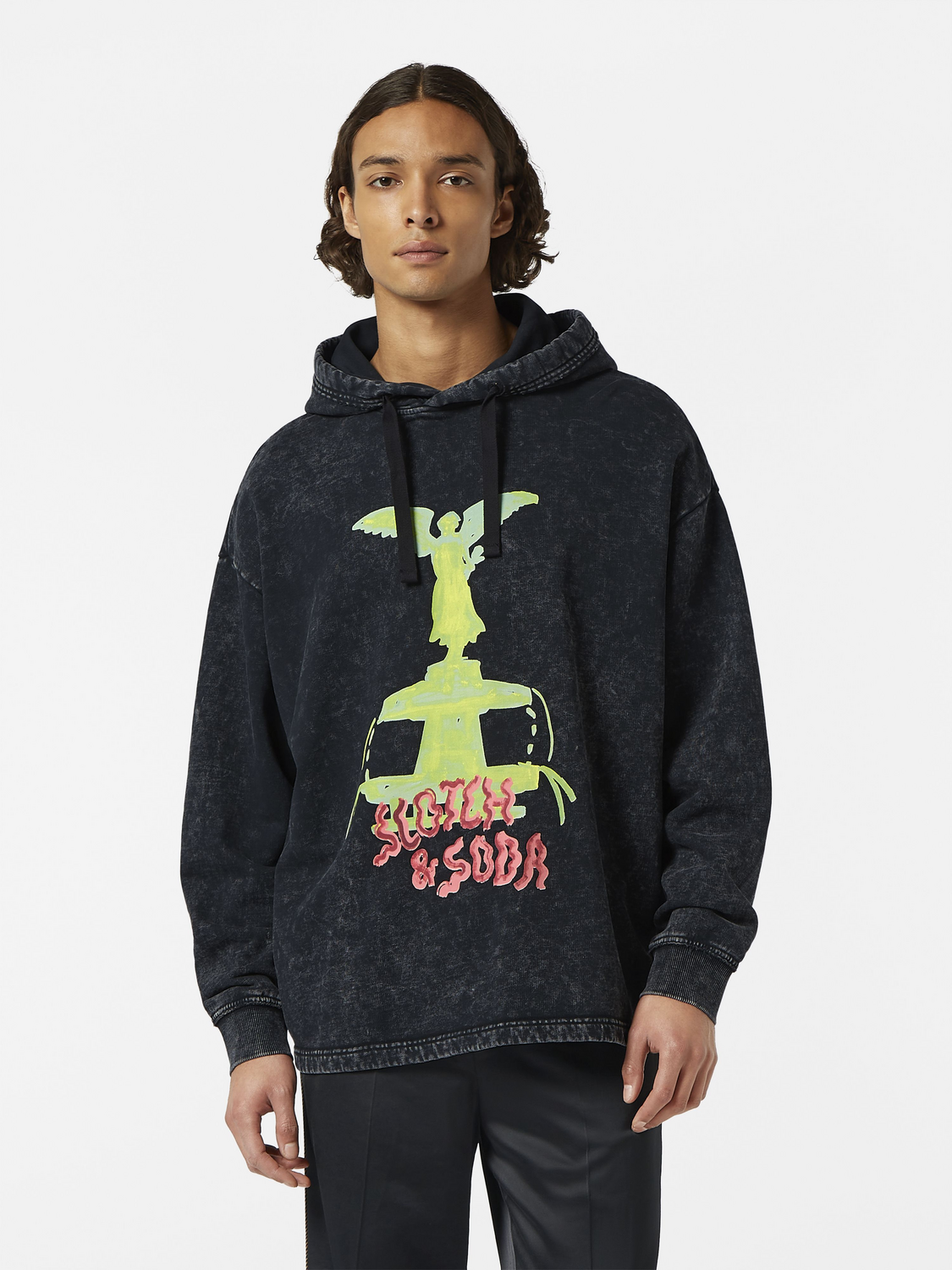 Washed Artwork Loose Fit Hoodie