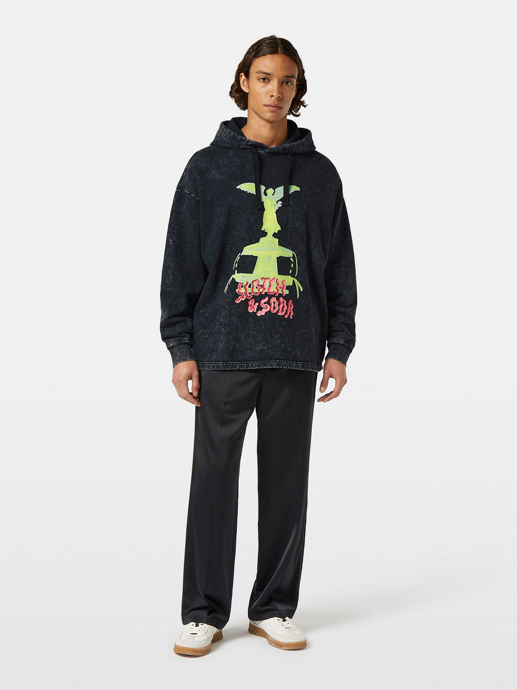 Washed Artwork Loose Fit Hoodie