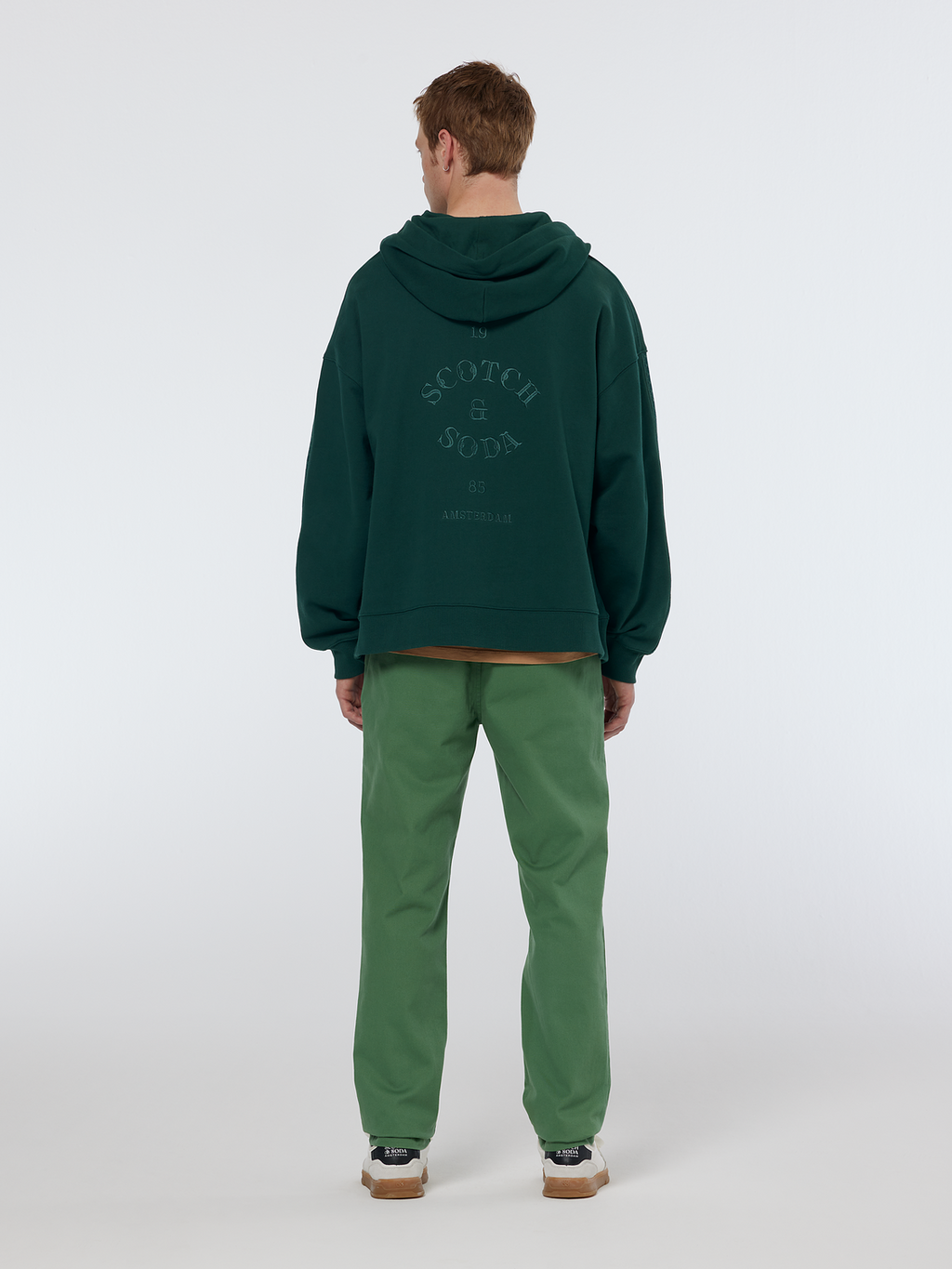 Rib Insert Half-Zip Loose Fit Artwork Hoodie