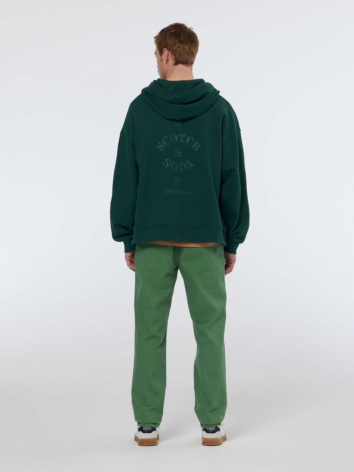 Rib Insert Half-Zip Loose Fit Artwork Hoodie