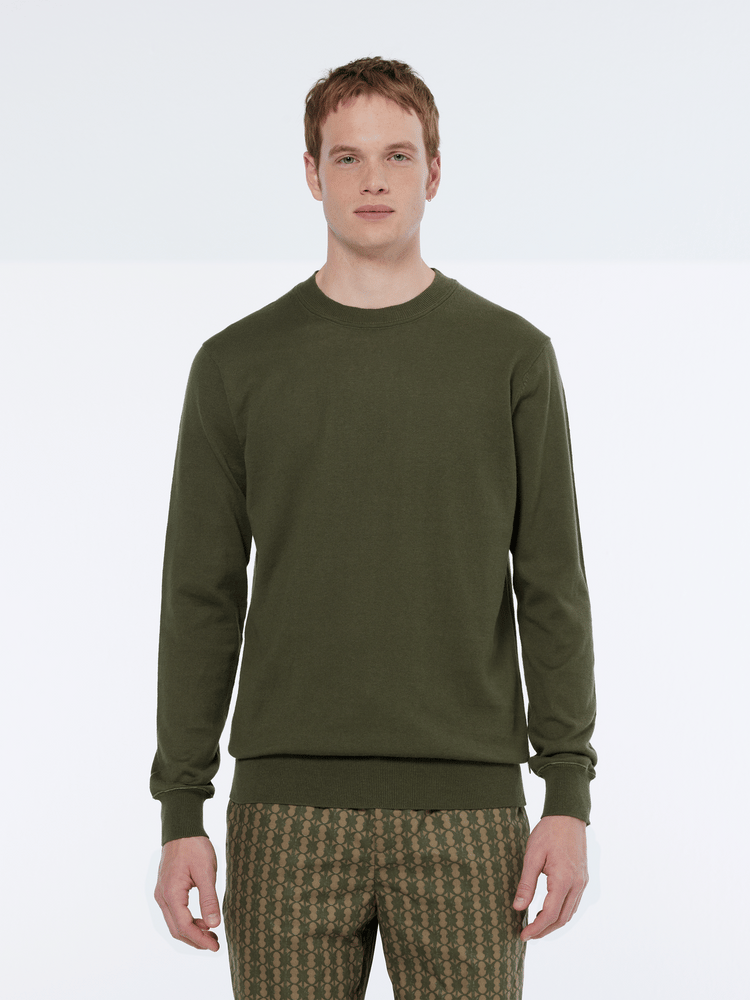 Linen-Blend Regular Fit Crewneck Pullover