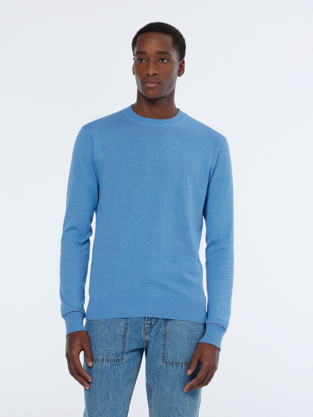 Linen-Blend Regular Fit Crewneck Pullover