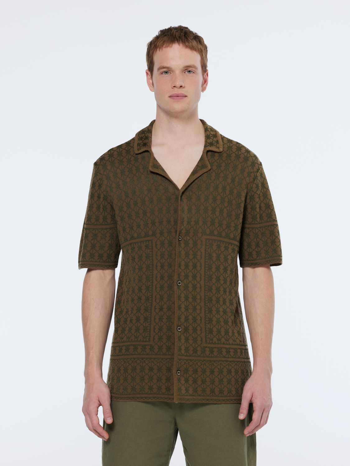 Jacquard Knit Short Sleeve Shirt