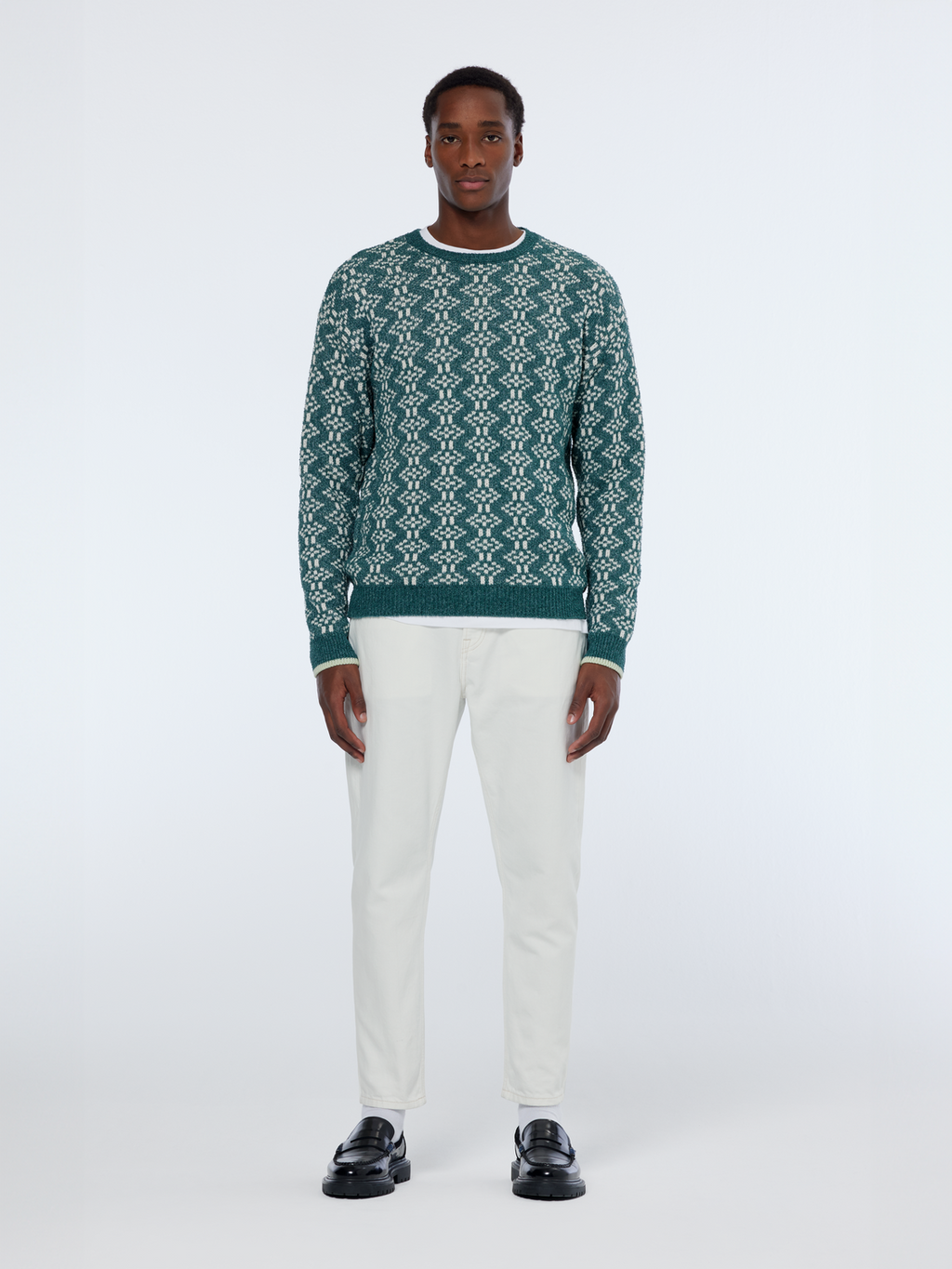 Jacquard Extra Drop Shoulder Crewneck