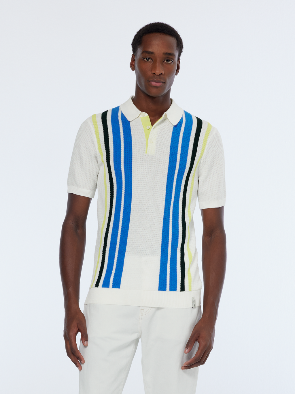 Structured Knit Striped Polo
