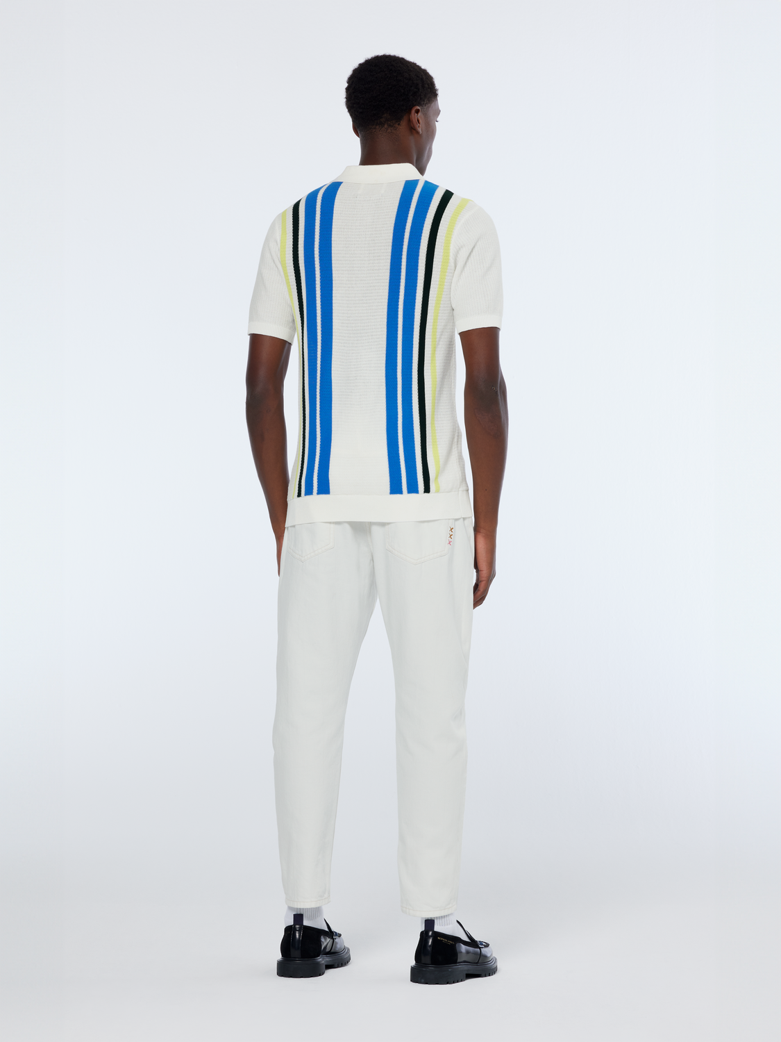 Structured Knit Striped Polo