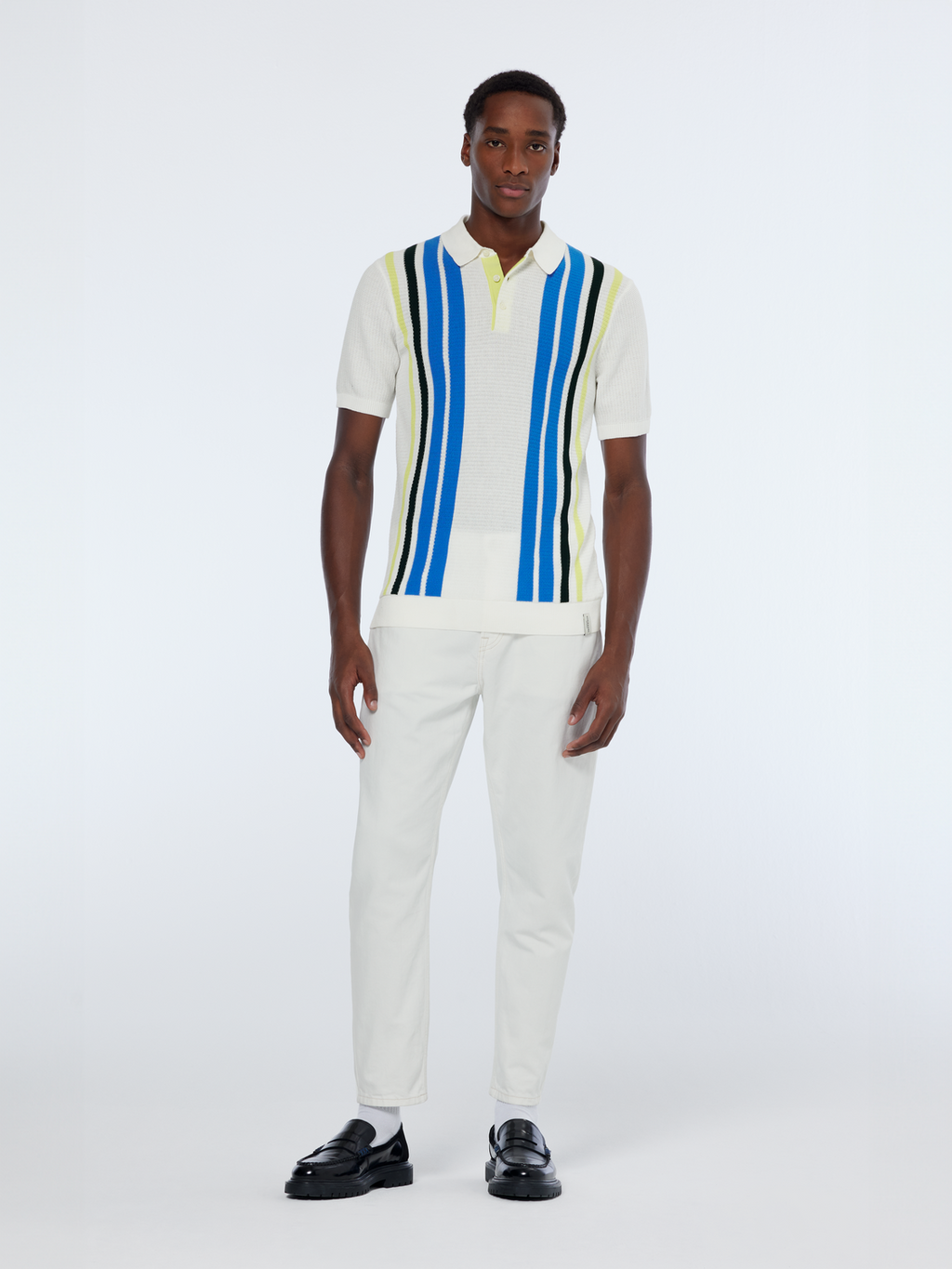 Structured Knit Striped Polo