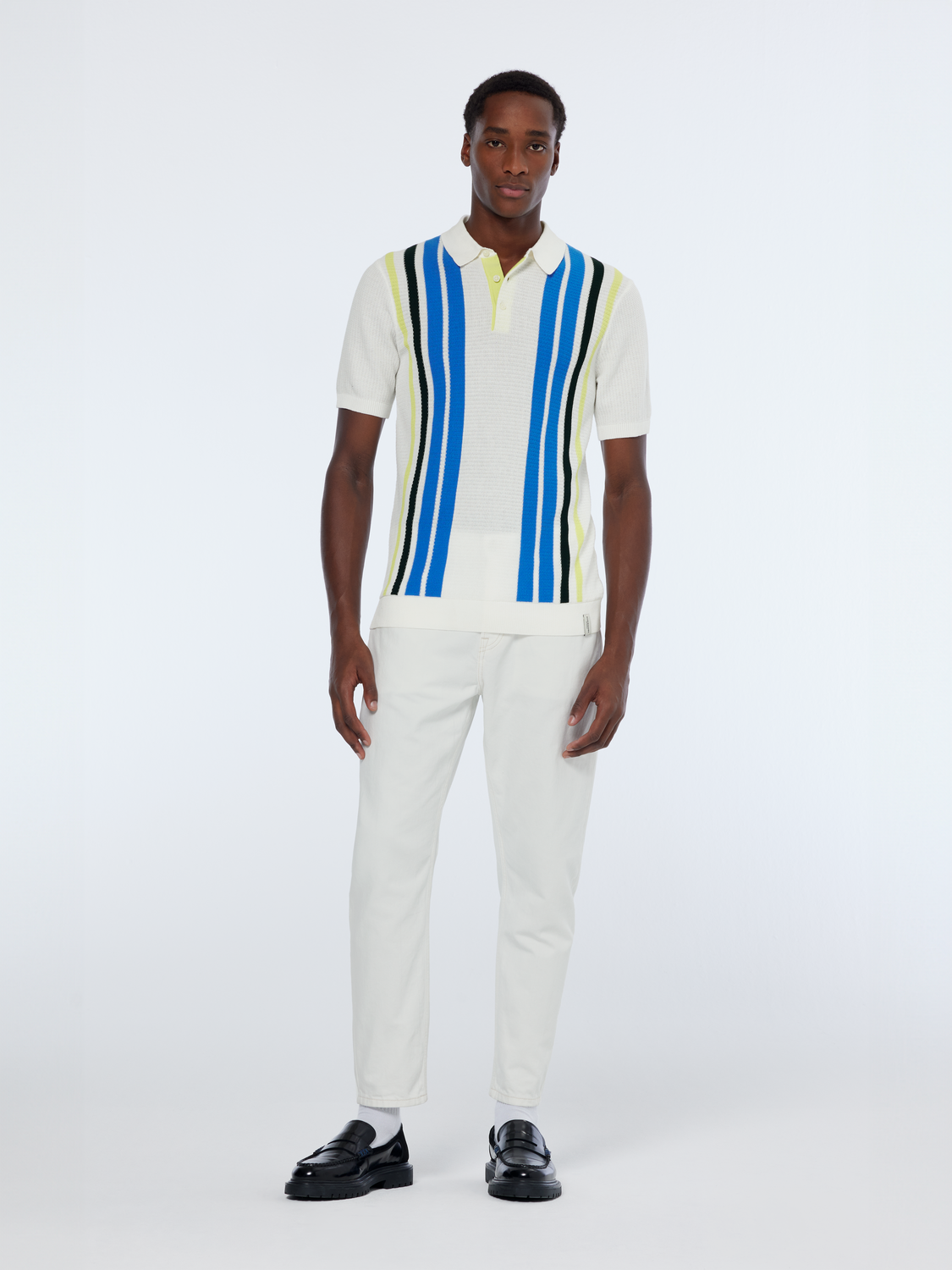 Structured Knit Striped Polo