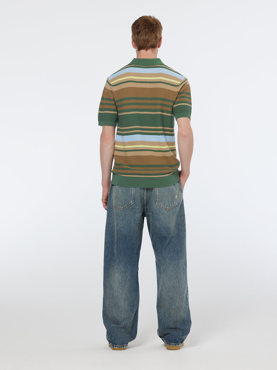 Structured Knit Striped Polo