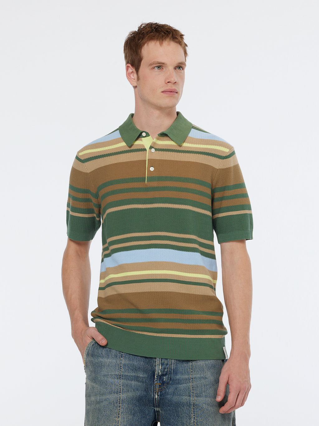 Structured Knit Striped Polo