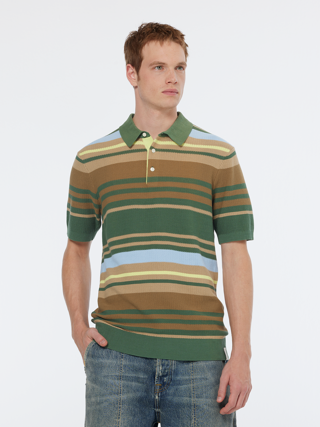 Structured Knit Striped Polo