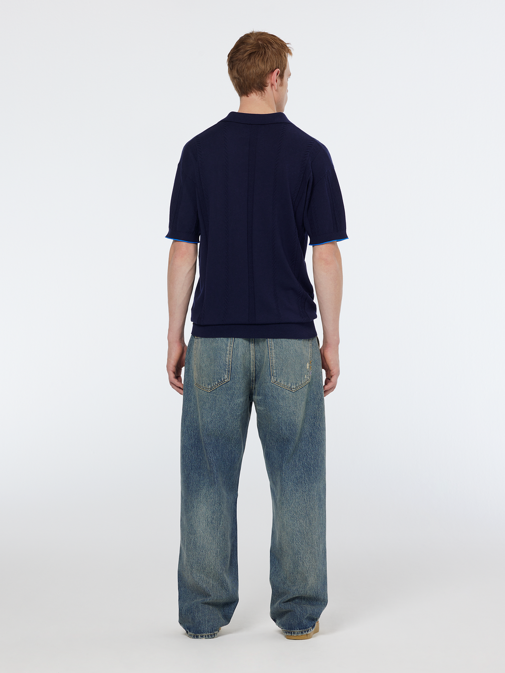 V-Neck Relaxed Fit Knit Polo