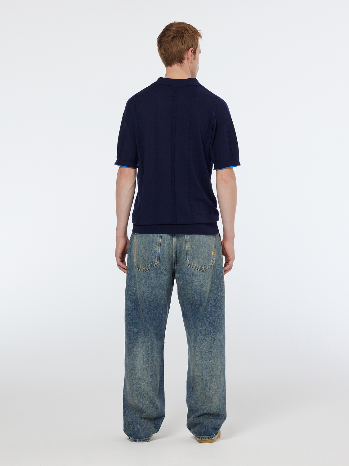 V-Neck Relaxed Fit Knit Polo