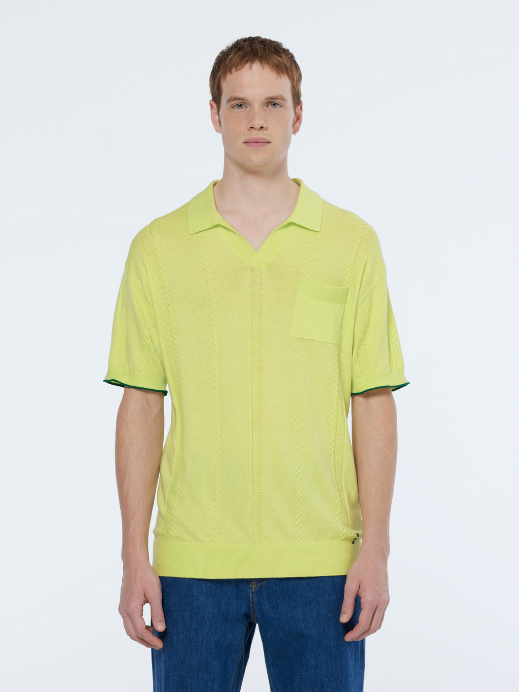 V-Neck Relaxed Fit Knit Polo